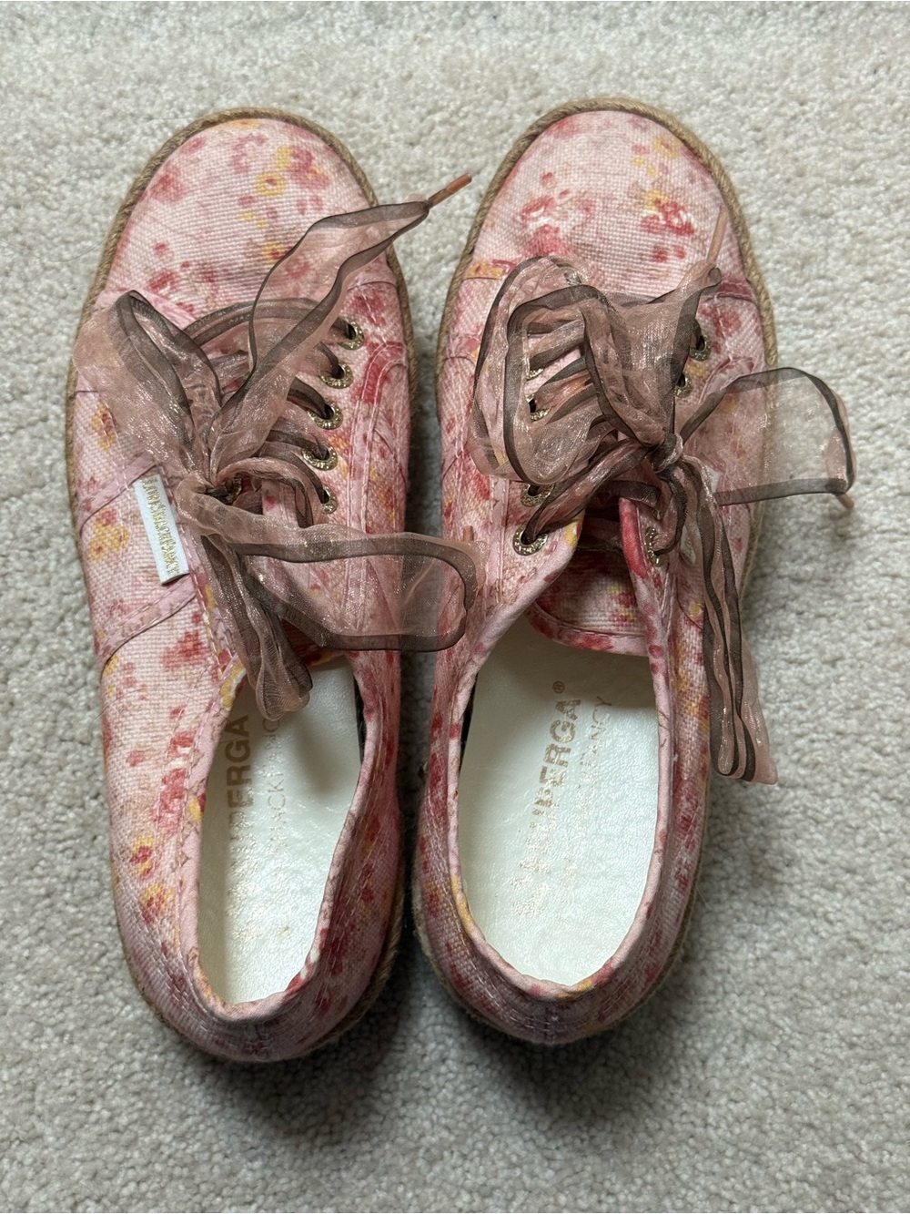 Love Shack Fancy x Superga Jute Pink Floral Espadrille Cottagecore Sneakers 39.5